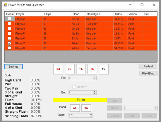 Poker for CSharp and QLearner